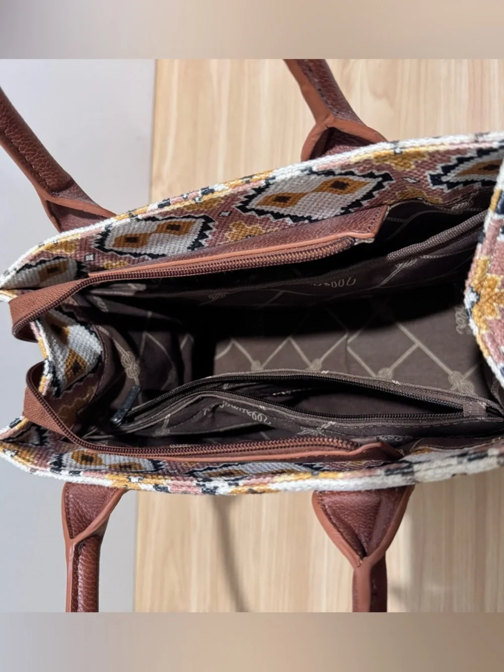 Wrangler SOUTHWEST PRINT MINI TOTE Crossbody Purse w/Strap + Mini Zip Card Case - Picture 7 of 15